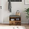 vidaXL Panca per ingresso con cuscino Legno vecchio 60 x 38 x 46 cm
