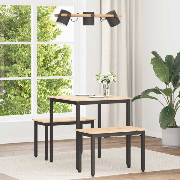 vidaXL Tavolo da pranzo Naturale 70 x 70 x 75 cm Pino massello