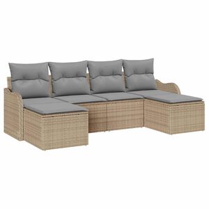 vidaXL Set Divano da Giardino 6 pcs beige e grigio chiaro Poly Rattan