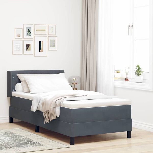 vidaXL Letto a molle con materasso Grigio scuro 190 x 90 cm Velluto