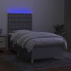 vidaXL Letto a Molle Materasso e LED Grigio Chiaro 90x190 cm Tessuto