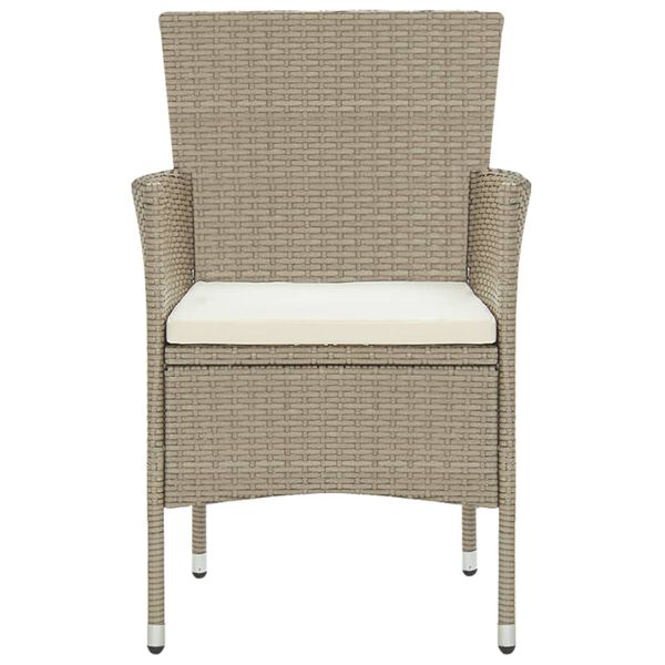 vidaXL Set Mobili da Pranzo per Giardino 3 pz in Polyrattan Beige