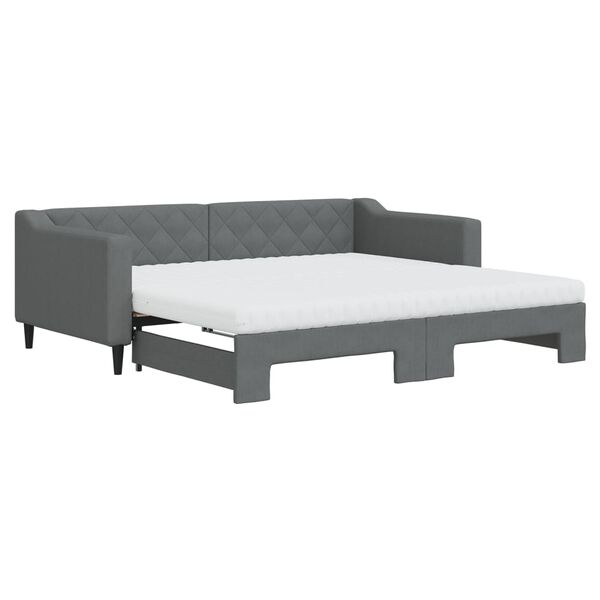 vidaXL Divano Letto Estraibile Materassi Grigio Scuro 90x190cm Tessuto