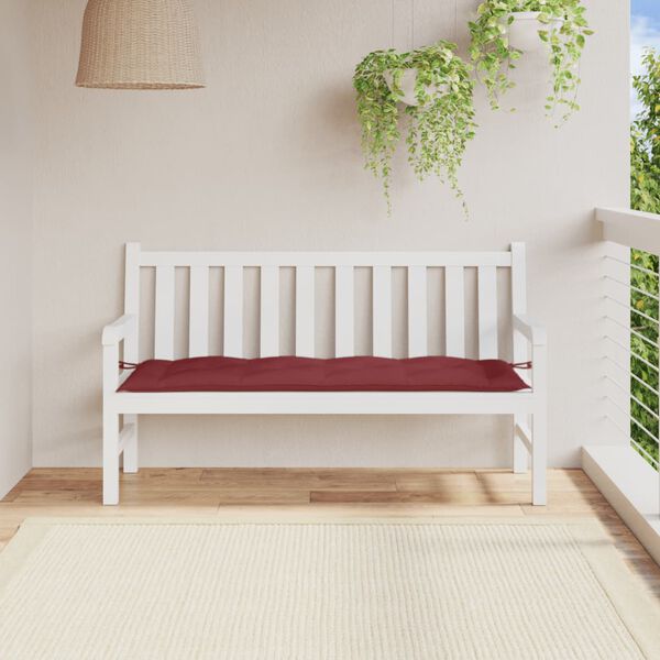 vidaXL Cuscino Panca da Giardino Rosso Vino Mélange 150x50x7cm Tessuto