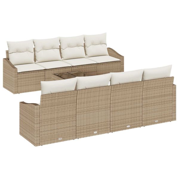 vidaXL Set di divani con cuscino 9 pcs Beige e Crema polyrattan