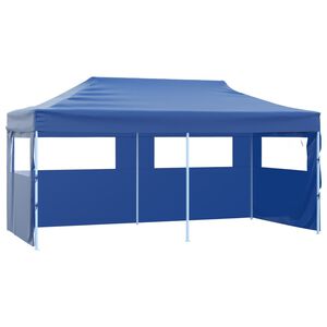 vidaXL Gazebo Pieghevole con 4 Pareti 3x6m Acciaio Blu