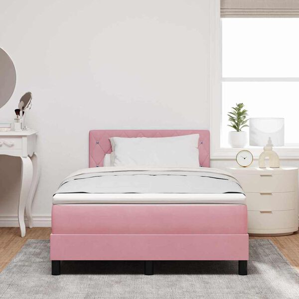 vidaXL Letto a Sorgente LED con materasso Rosa 120 x 200 cm Velluto