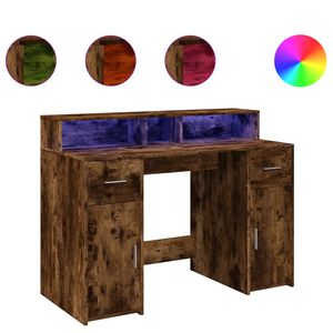vidaXL Scrivania con Luci LED Rovere Fumo 120x55x91 cm in Multistrato