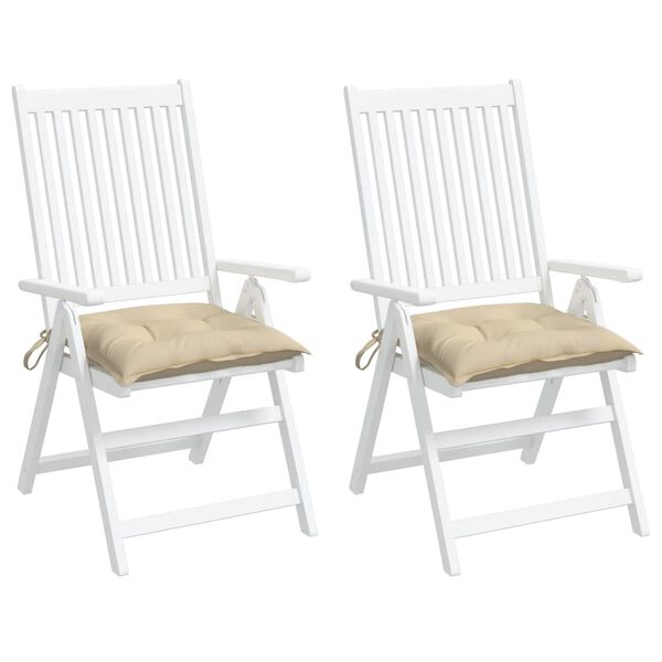 vidaXL Cuscini per Sedia 2 pz Beige 40x40x7 cm in Tessuto Oxford