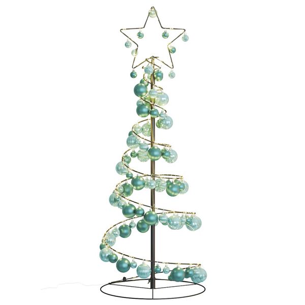 vidaXL Albero di Natale a LED con Palline 80 LED Bianco Caldo 120 cm