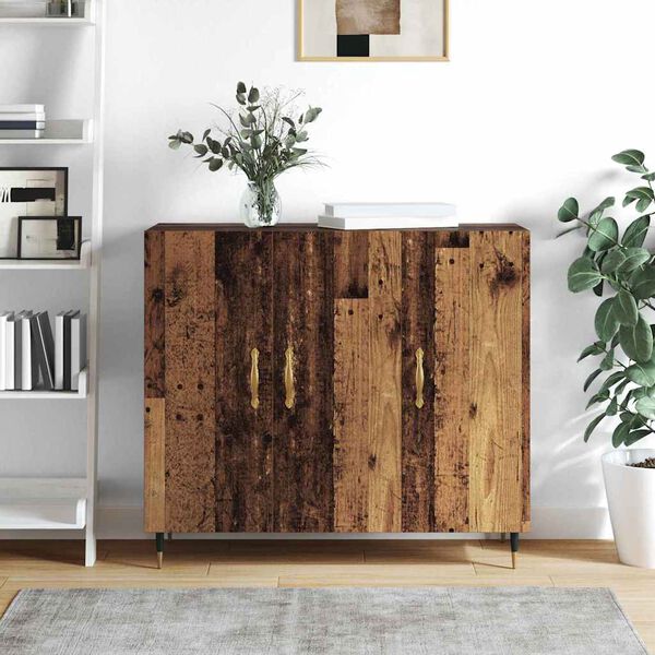 vidaXL Credenza Legno vecchio 90 x 34 x 80 cm Legno multistrato