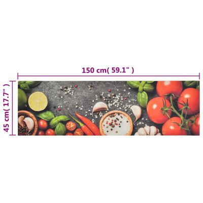 vidaXL Tappeto da Cucina Lavabile Verdure 45x150 cm Velluto