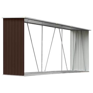vidaXL Capannone da Giardino in Acciaio Zincato 330x84x152cm Marrone