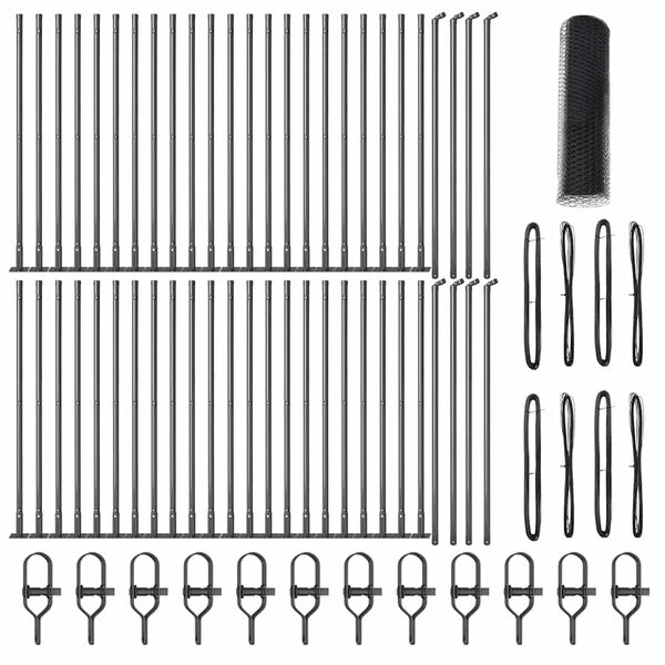 vidaXL Recinzione con pali. Grigio 1 x 100 m Acciaio rivestito in PVC