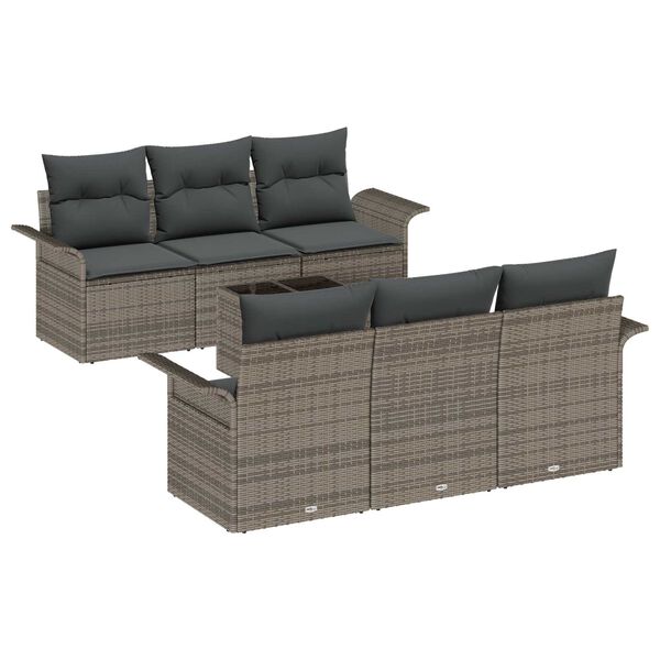 vidaXL Set Divano da Giardino con cuscino 7 pcs Grigio polyrattan