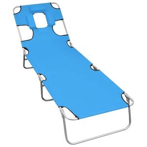 vidaXL Lettino Prendisole Pieghevole Poggiatesta Acciaio Blu Turchese