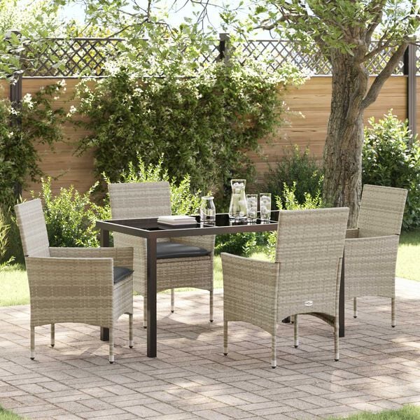vidaXL Set da Pranzo per Giardino 5 pcs Grigio chiaro polyrattan