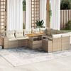 vidaXL Divano da Giardino 10 pz con Cuscini Beige in Polyrattan Acacia