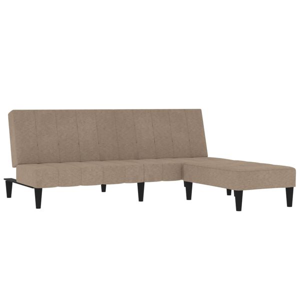 vidaXL Divano Letto a 2 Posti con Sgabello Tortora in Microfibra