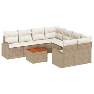 vidaXL Set Divano da Giardino con cuscino 9 pcs Beige polyrattan