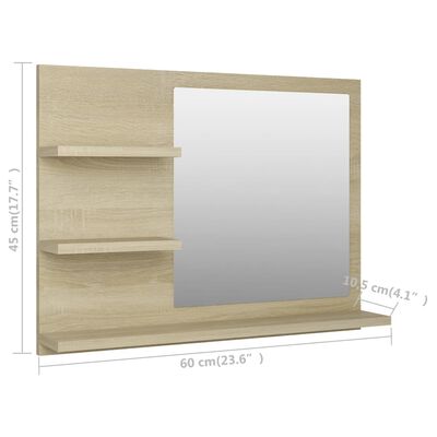 vidaXL Specchio da Bagno Rovere Sonoma 60x10,5x45 cm Legno Multistrato