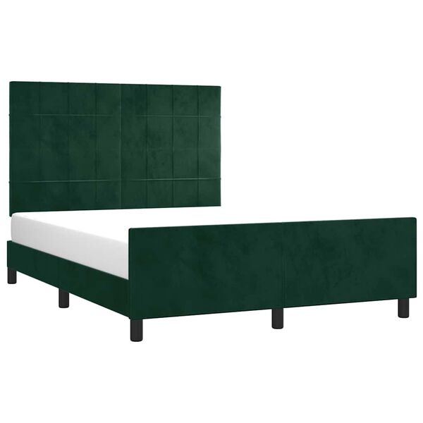 vidaXL Giroletto senza Materasso Verde Scuro 140x190 cm in Velluto