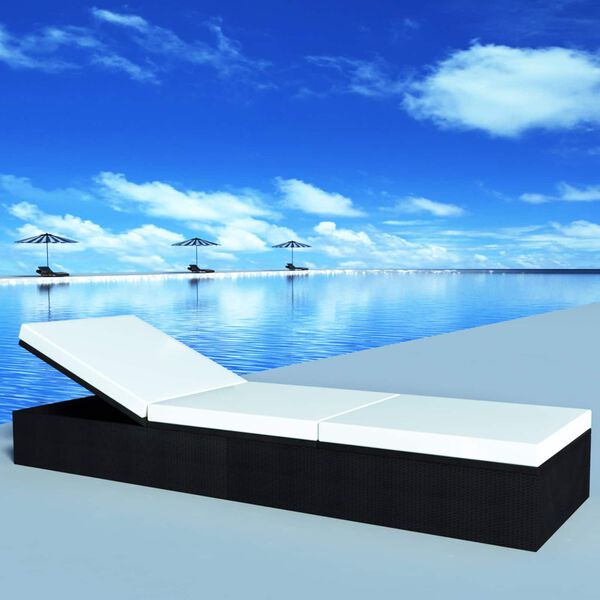 vidaXL Lettino Nero polyrattan