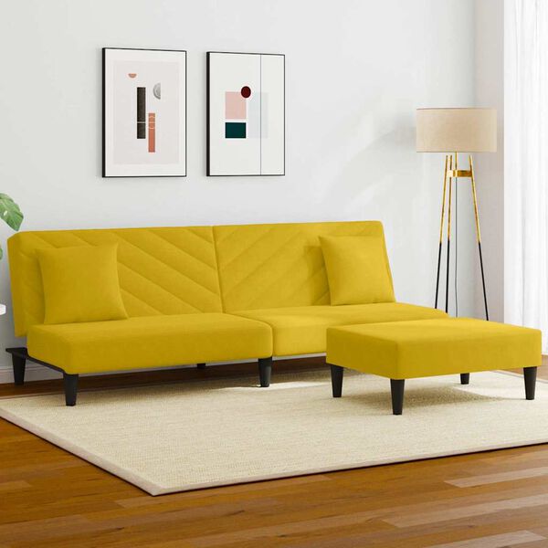 vidaXL Set di Divani 2 pz con Cuscini Giallo in Velluto
