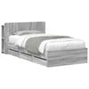 vidaXL Telaio del letto con storage Sonoma grigio 75 x 190 cm