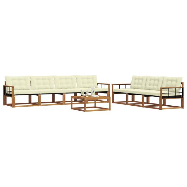 vidaXL Set di divani da esterno con cuscino 8 pcs Naturale e Crema