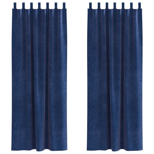 vidaXL Tende oscuranti 2 pcs Blu Scuro 140 x 245 cm Velluto