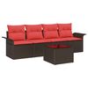 vidaXL Set di divani 5 pz Marrone polyrattan