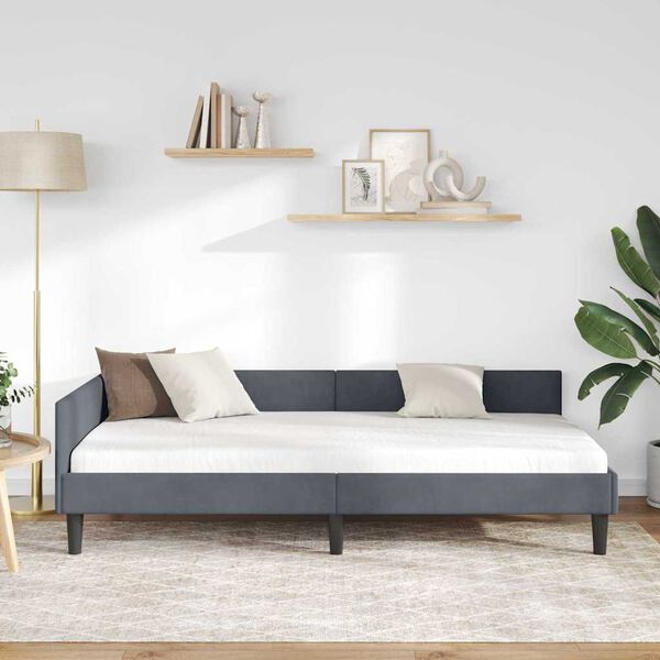 vidaXL Cornice del letto ad angolo Grigio scuro 80 cm x 200 cm Velluto