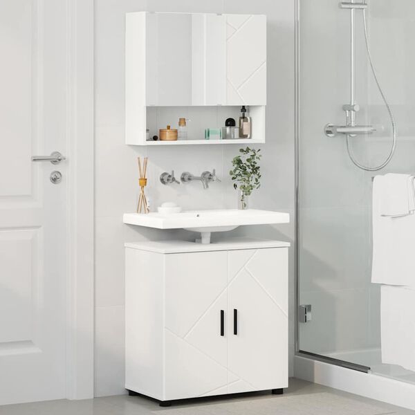 vidaXL Set di mobili per il bagno Montaggio a parete 2 pcs Bianco