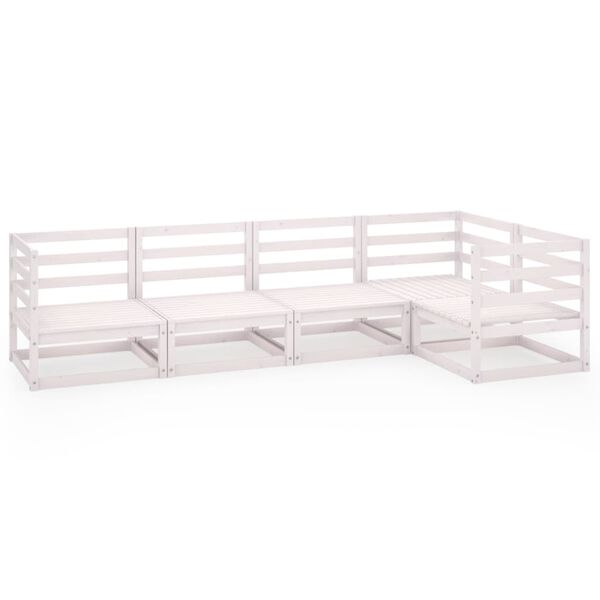 vidaXL Set Divani da Giardino 5 pz Bianco in Legno Massello di Pino