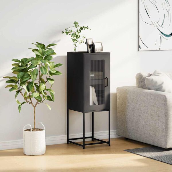 vidaXL Credenza Nera 36x39x107 cm in Acciaio Laminato a Freddo