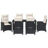 vidaXL Set da Pranzo per Giardino con cuscino 7 pcs Nero polyrattan