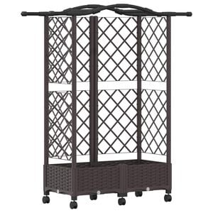 vidaXL Letto Rialzato con Griglia e Tetto Marrone 124 x 40 x 129 cm PP