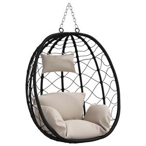 vidaXL Sedia uovo sospesa polyrattan 91,5 x 54,5 x 107 cm Tortora