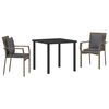 vidaXL Set da Pranzo per Giardino 3 pz Grigio polyrattan