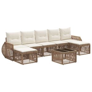 vidaXL Set Divano da Giardino 8 pcs Beige e Bianco Crema polyrattan