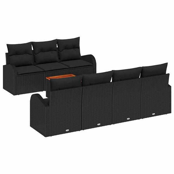 vidaXL Set Divano da Giardino con cuscino 8 pcs Nero polyrattan