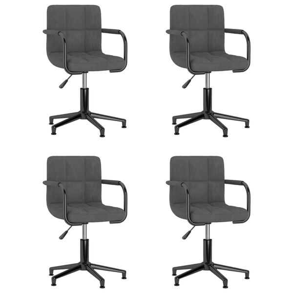 vidaXL Sedie da Pranzo Girevoli 4 pz Grigio Scuro in Velluto