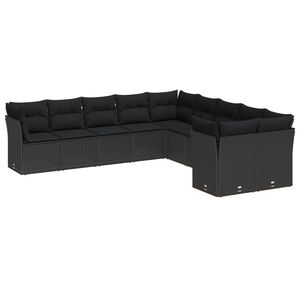 vidaXL Set Divano da Giardino 13 pcs Nero polyrattan