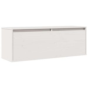 vidaXL Pensile Bianco 100x30x35 cm in Legno Massello di Pino