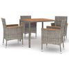 vidaXL Set da Pranzo da Giardino 5 pz con Cuscini in Polyrattan Grigio