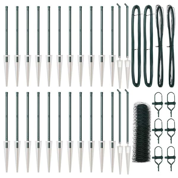 vidaXL Recinzione con pali. Verde 0.5 x 50 m Acciaio rivestito in PVC