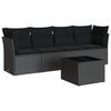 vidaXL Set Divani da Giardino 5 pz con Cuscini in Polyrattan Nero