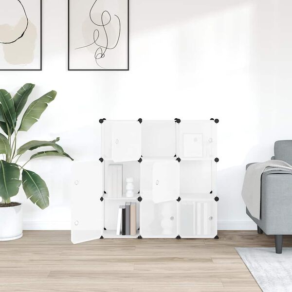 vidaXL Contenitore a Cubo con 9 Cubi e Ante Trasparente PP