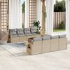 vidaXL Set Divano da Giardino 9 pz con Cuscini Beige in Polyrattan